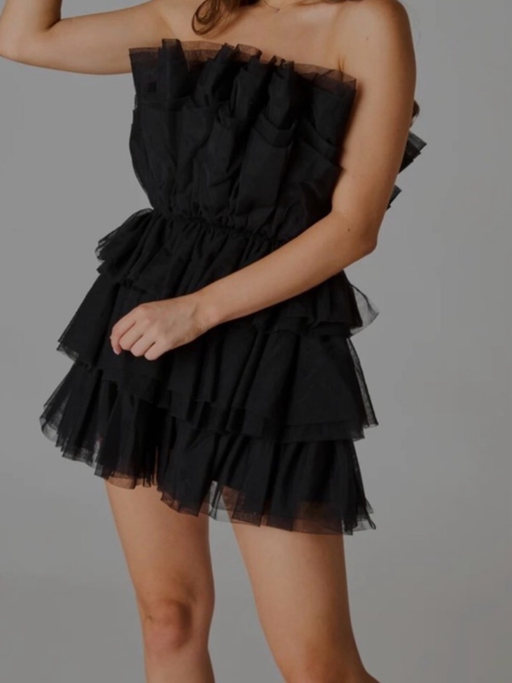 NWT BIBI Organza Tulle Ruffle Statement Whimsigoth Steampunk Mini Dress medium